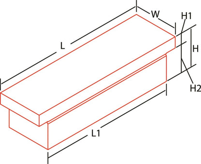 Dee Zee Deezee Universal Tool Box - Blue Crossover - Single Lid (Low) DZ9170L DZ9170L Technical Drawing