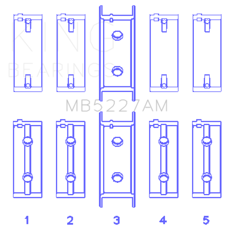 King Engine Bearings Mitsubishi 4G63/4G63T (->92) (Size +0.50mm) Main Bearing Set MB5227AM0.5 MB5227AM0.5 Photo - Primary