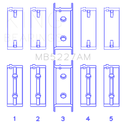 King Engine Bearings Mitsubishi 4G63/4G63T (->92) (Size +0.50mm) Main Bearing Set MB5227AM0.5 MB5227AM0.5 Photo - Primary