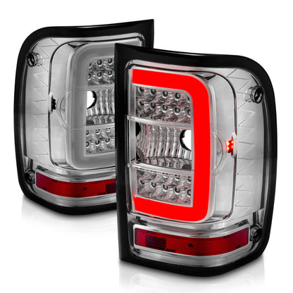 ANZO 2001-2011 Ford  Ranger LED Tail Lights w/ Light Bar Chrome Housing Clear Lens 311392 311392 Photo - Unmounted