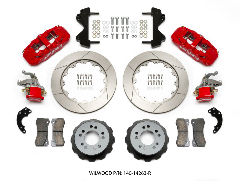Wilwood AERO4 / MC4 Rear Kit 14.00 Red Currie Pro-Tour Unit Bearing Floater 140-14263-R 140-14263-R Photo - Primary