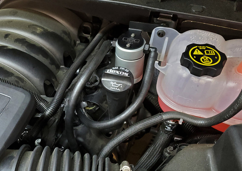 J&L 19-23 Chevrolet Silverado/GMC Sierra 1500 5.3L V8 Driver Side Oil Separator 3.0 - Clear Anod 3086D-C 3086D-C Photo - Mounted