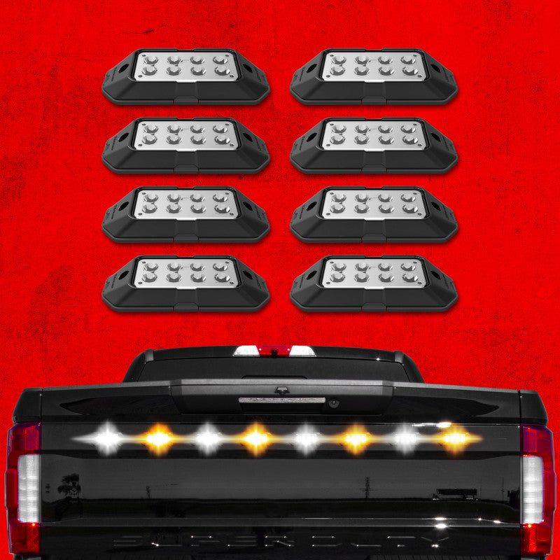 XKGLOW XK Glow Strobe Pod Lights w/ Traffic Modes Ultra LEDs Multiple Modes + Solid On - Red + Blue 8pc XK052001-8RB