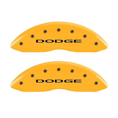 MGP Front set 2 Caliper Covers Engraved Front With out stripes/Dodge Yellow finish black ch 12002FDD4YL 12002FDD4YL Photo - Primary