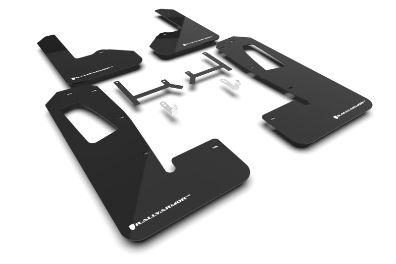 Rally Armor 2022+ Rivian R1S Black UR Mud Flap w/ White Logo MF108-UR-BLK-WH MF108-UR-BLK-WH Photo - Primary