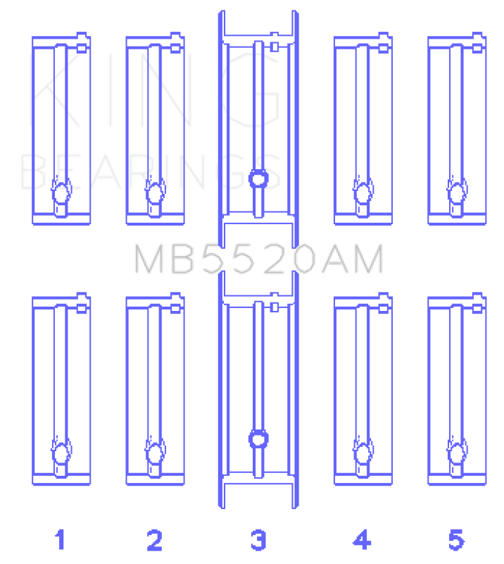 King Engine Bearings Opel C20Xe/X18Xe/X22Xe (Size +0.50mm) Main Bearing Set MB5520AM0.5 MB5520AM0.5 Photo - Primary