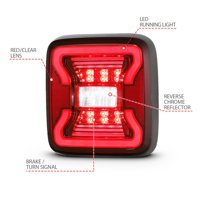 ANZO 18-19 Jeep Wrangler JL LED Taillights Black 311295 311295 Photo - Unmounted