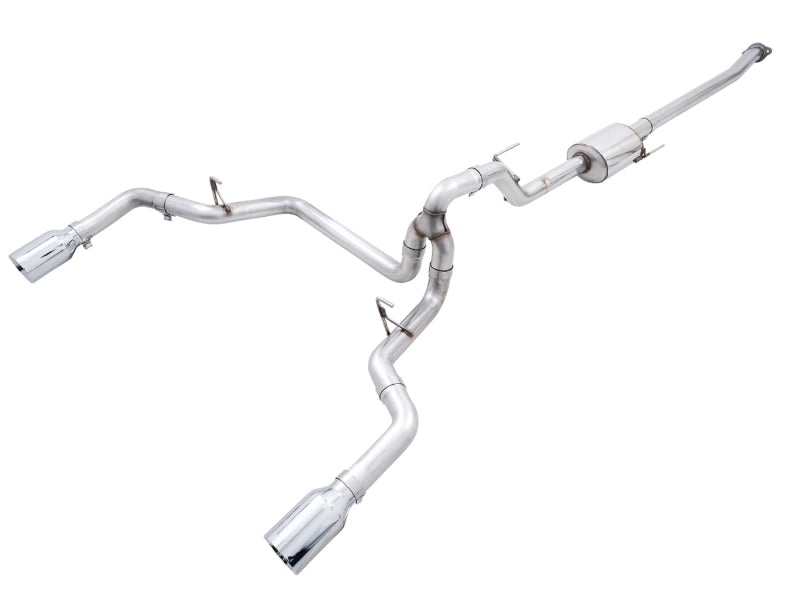 AWE Tuning AWE 0FG 21+ Ford F150 Dual Split Rear Exhaust - 5in Chrome Silver Tips 3015-32105 3015-32105 Photo - Primary
