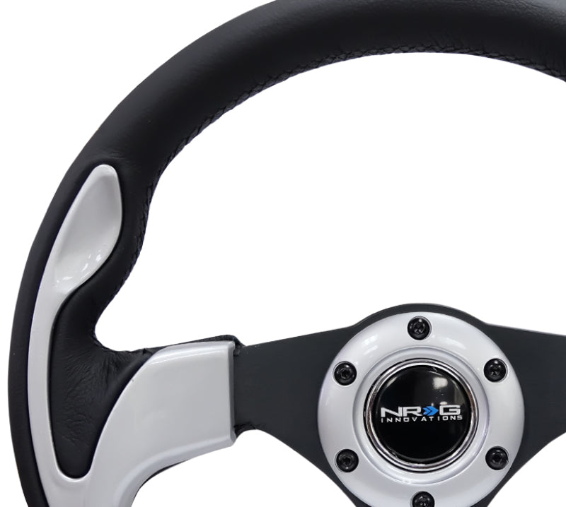NRG Reinforced Steering Wheel- 320mm Sport Steering Wheel w/ Silver Trim 10TCU RST-001SL Photo - Primary
