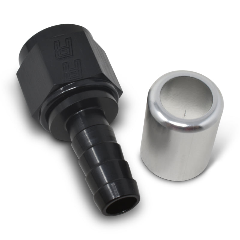 Russell #10 Crimp-on Straight Hose End - Black / Silver 610583 Photo - out of package