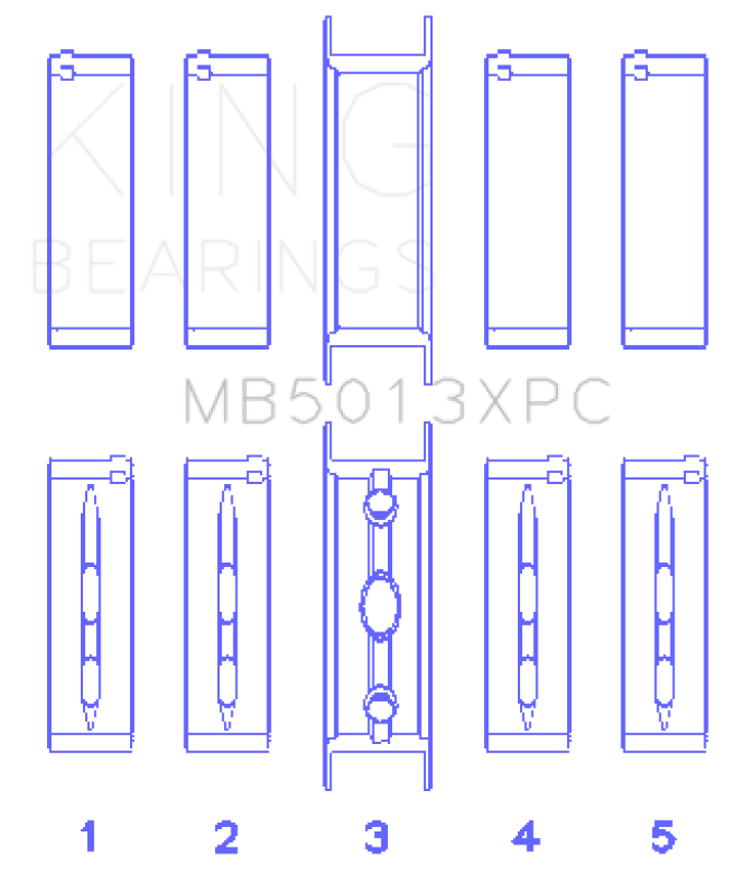 King Chevy LS1 / LS2 / LS6 (Size STD) Performance Main Bearing Set w/ pMaxKote MB5013XPC MB5013XPC Photo - Primary