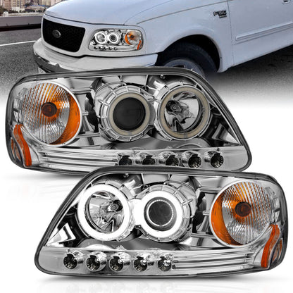 Anzo 1997.5-2003 Ford F-150 Projector Headlights w/ Halo Chrome 1pc 111054 Photo - lifestyle view