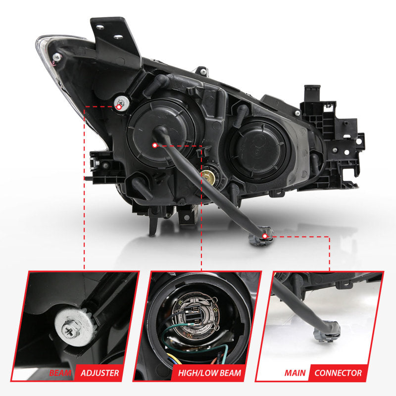 Anzo Projector Headlights With Halo Black w/Amber 14-17 Mazda 3 121522 Photo - Unmounted