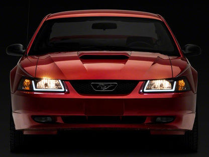 Raxiom 99-04 Ford Mustang Axial Series Headlights w/ LED Bar- Blk Housing (Clear Lens) 422712 422712 Photo - Close Up