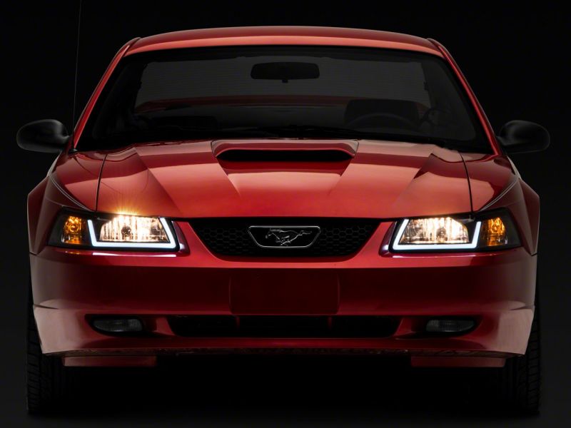 Raxiom 99-04 Ford Mustang Axial Series Headlights w/ LED Bar- Blk Housing (Clear Lens) 422712 422712 Photo - Close Up