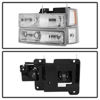 SPYDER Xtune Chevy Suburban 94-98 Headlights w/ Corner & Parking Lights 8pcs Chrome HD-JH-CCK88-AM-C-SET 5069535 5069535 Photo - Unmounted
