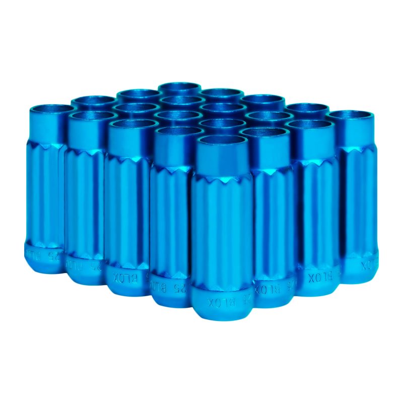 BLOX Racing 12-Sided P17 Tuner Lug Nuts 12x1.25 - Blue Steel - Set of 20 BXAC-00145-BL