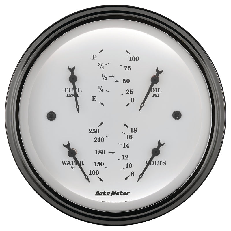 AutoMeter Gauge Quad 3-3/8in. 0 Ohm(e) to 90 Ohm(f)Elec Old Tyme White 1614 1614 User 2