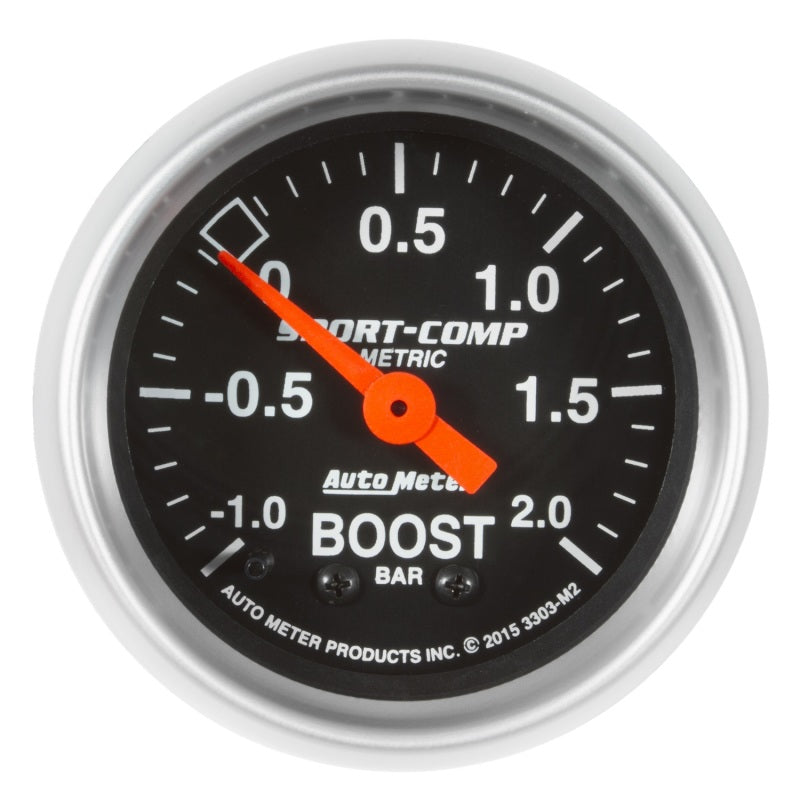 Autometer Sport-Comp Gauge Vac/Boost 2 1/16in -1 - +2 Bar Mechanical Sport-Comp 3303-M2 3303-M2 Photo - Primary