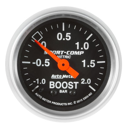 Autometer Sport-Comp Gauge Vac/Boost 2 1/16in -1 - +2 Bar Mechanical Sport-Comp 3303-M2 3303-M2 Photo - Primary