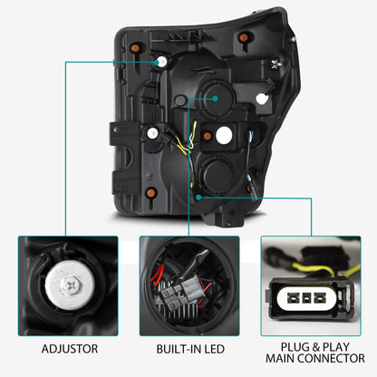 AlphaRex 11-16 Ford F-350 SD LUXX LED Proj Headlights Plank Style Alpha Blk w/Activ Light/Seq Signal 880143 880143 User 3