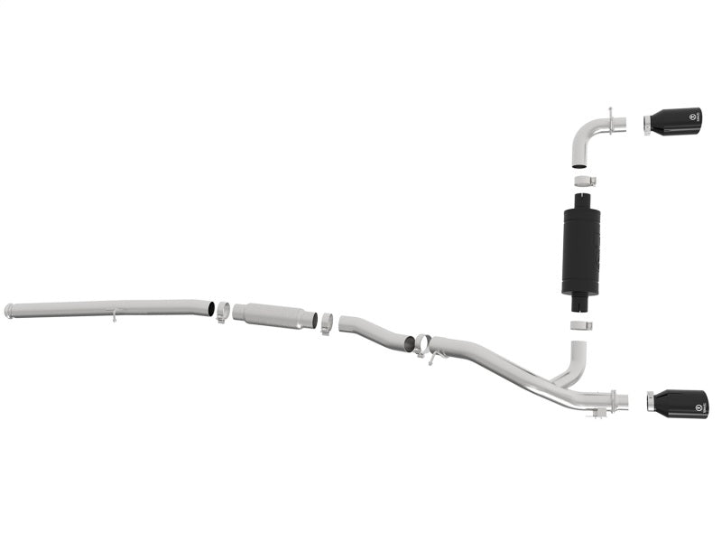 aFe Takeda 3in 304 SS Cat-Back Exhaust System w/ Black Tips 16-18 Ford 49-33103-B Photo - Unmounted
