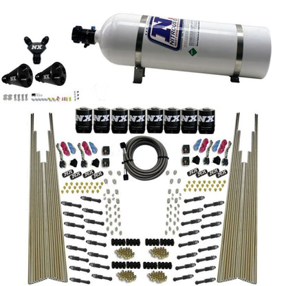 Nitrous Express 8 Cyl Dry Direct Port Four Stage 8 Solenoids Nitrous Kit (200-600HP) w/15lb Bottle 93306-15 93306-15 Photo - Primary