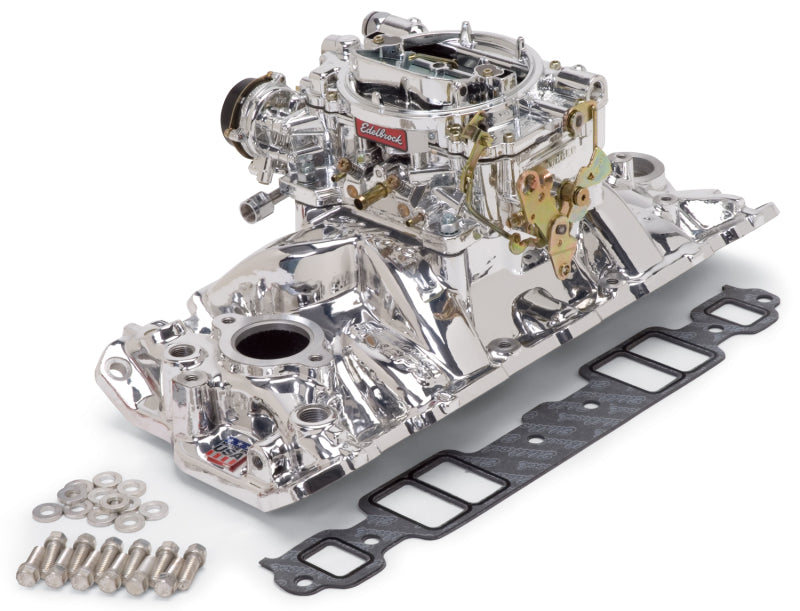 Edelbrock Manifold & Carb Kit, Performer RPM, Air-Gap, SBC, 1957-1986, Natural 2004 Photo - Primary