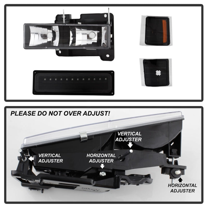 SPYDER Xtune 92-94 Blazer Full Size Corner/LED Bumper Headlights Black HD-JH-CCK88-LED-AM-BK-SET 5069542 5069542 Photo - Unmounted