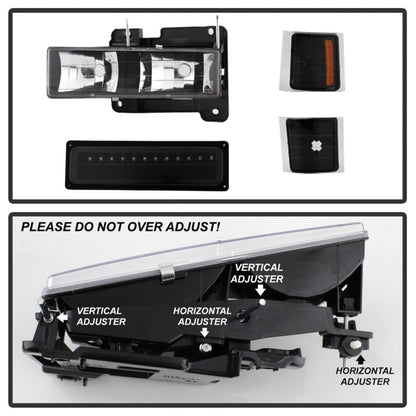 SPYDER Xtune 92-94 Blazer Full Size Corner/LED Bumper Headlights Black HD-JH-CCK88-LED-AM-BK-SET 5069542 5069542 Photo - Unmounted