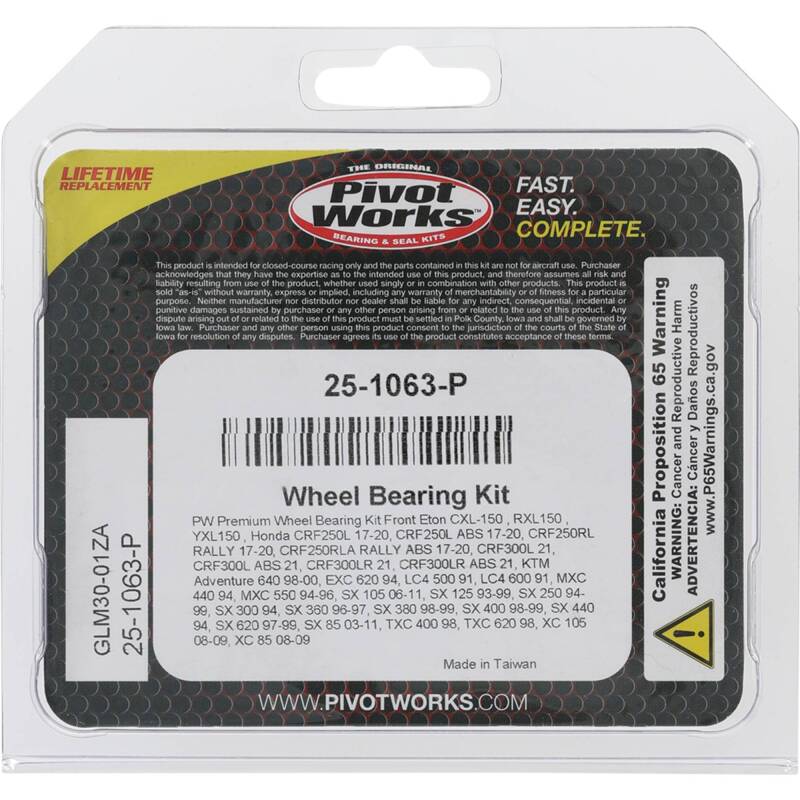 Pivot Works Eton, Honda, KTM Wheel Bearing Kit Premium Bearings 25-1063-P 25-1063-P Photo - Primary