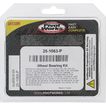 Pivot Works Eton, Honda, KTM Wheel Bearing Kit Premium Bearings 25-1063-P 25-1063-P Photo - Primary