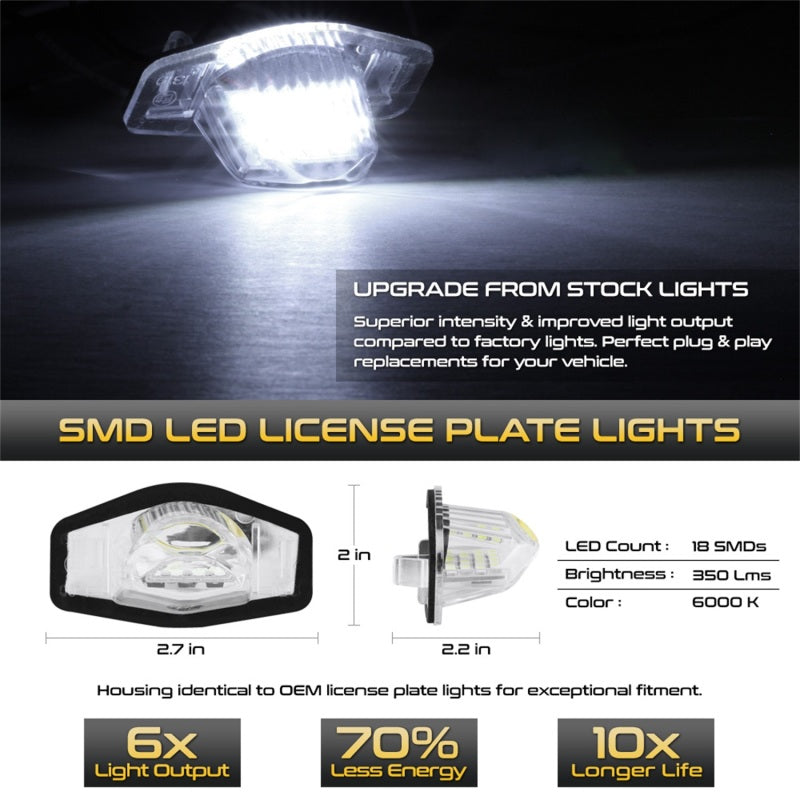 SPYDER Xtune 09-18 Honda Fit LED License Plate Bulb Assembly White 5500K LAC-LP-HODY08 - Pair 9045004 9045004 Photo - Unmounted