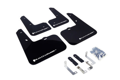 Rally Armor 12-13 Hyundai Veloster UR Black Mud Flap w/ White Logo MF24-UR-BLK/WH Photo - Primary