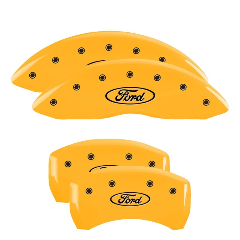 MGP 4 Caliper Covers Engraved Front & Rear Oval logo/Ford Yellow finish black ch 10230SFRDYL 10230SFRDYL Photo - Primary