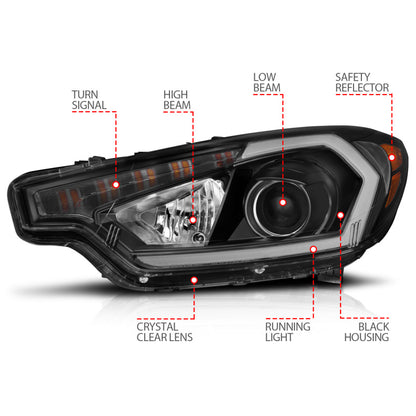 ANZO 2014-2016 Kia Forte Projector Headlights w/ Light Bar Black Housing w/ DRL 121562 121562 User 3