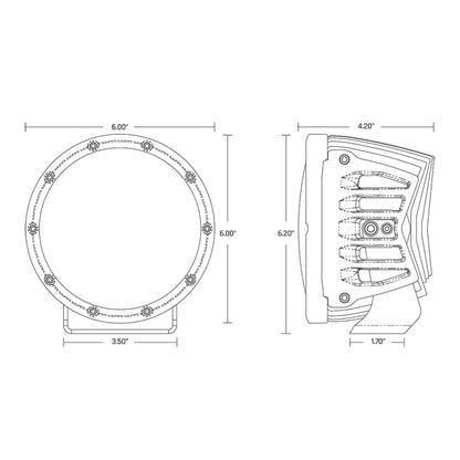Rigid Industries 360-Series SAE Fog w/ Amber PRO Lens - White (Pair) 36210 Technical Drawing