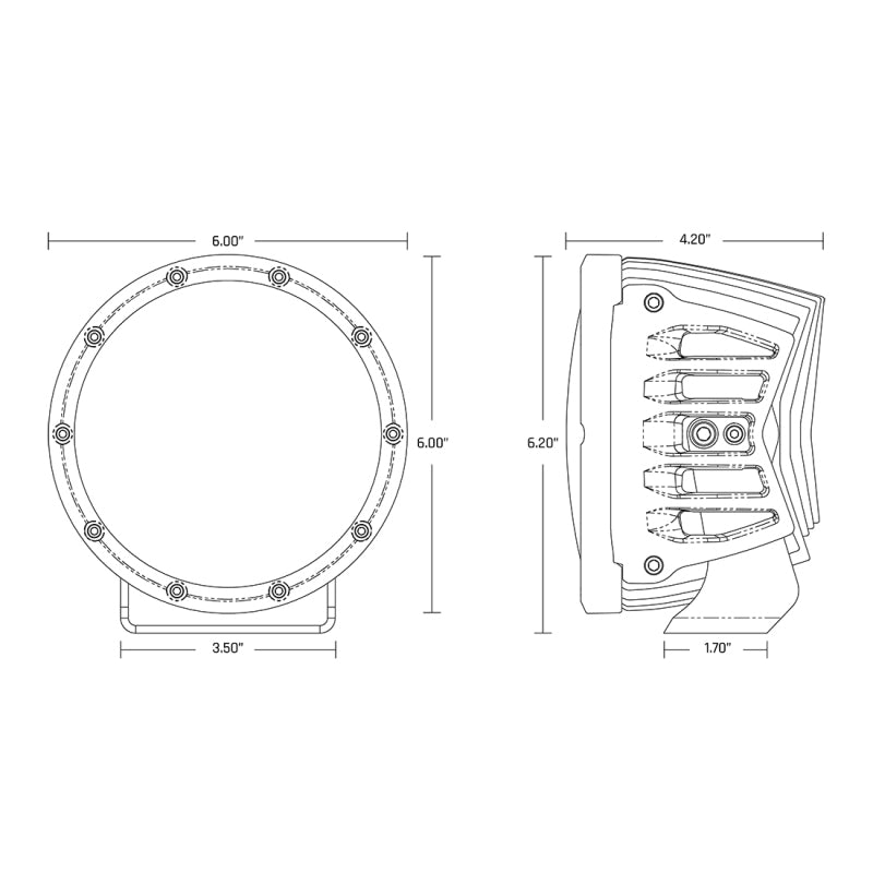 Rigid Industries 360-Series Laser 6in Amber Backlight 36211 36211 Technical Drawing