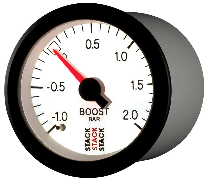 Autometer Stack 52mm -1 to +2 Bar T-Fitting 0.187in Barb (M) Mechanical Boost Pressure Gauge - White ST3161 ST3161 User 3