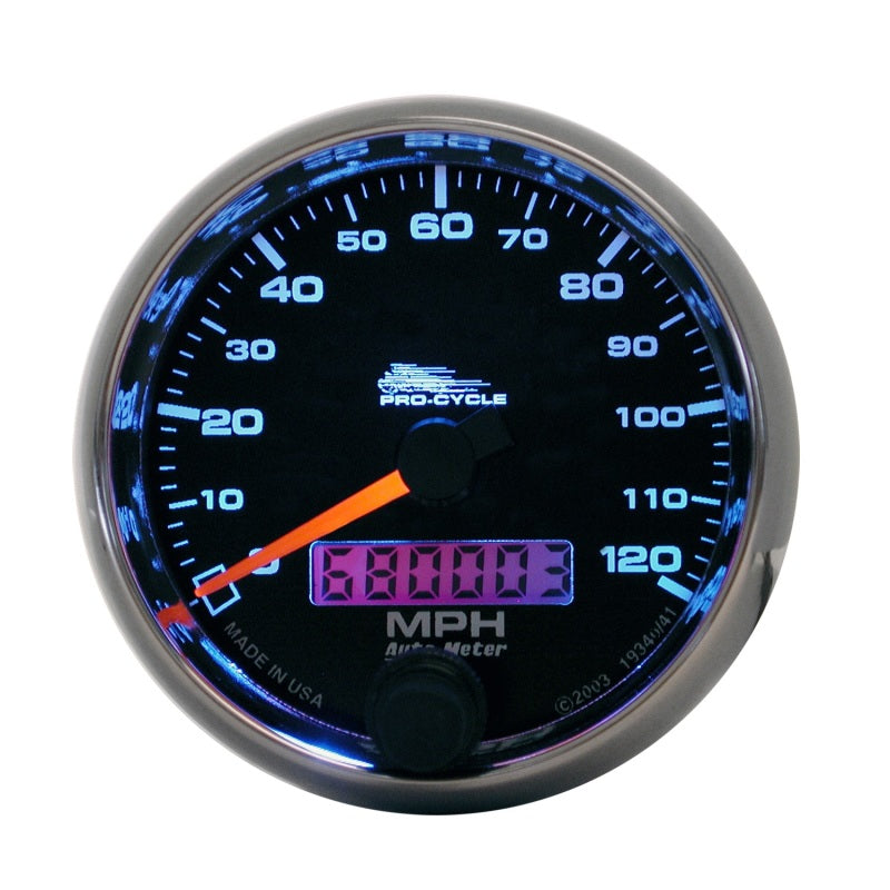 Autometer Pro-Cycle Gauge Speedo 2 5/8in 120 Mph Elec Black 19340 19340 Photo - Primary