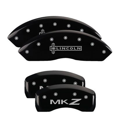 MGP 4 Caliper Covers Engraved Front Lincoln Engraved Rear MKZ Black finish silver ch 36018SLCZBK 36018SLCZBK Photo - Primary