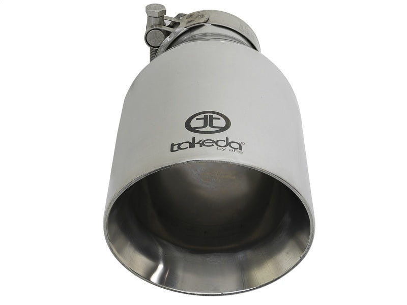 aFe Takeda 304 Stainless Steel Clamp-On Exhaust Tip 2.5in. Inlet / 4.5in. Outlet / 9in. L - Polished 49T25454-P09 49T25454-P09 Photo - Unmounted
