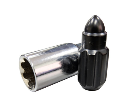 NRG M12 x 1.5 Steel Lug Nut Set  Bullet Shape 21 pc Black W/ Lock Key LN-LS500BK-21 Photo - Primary