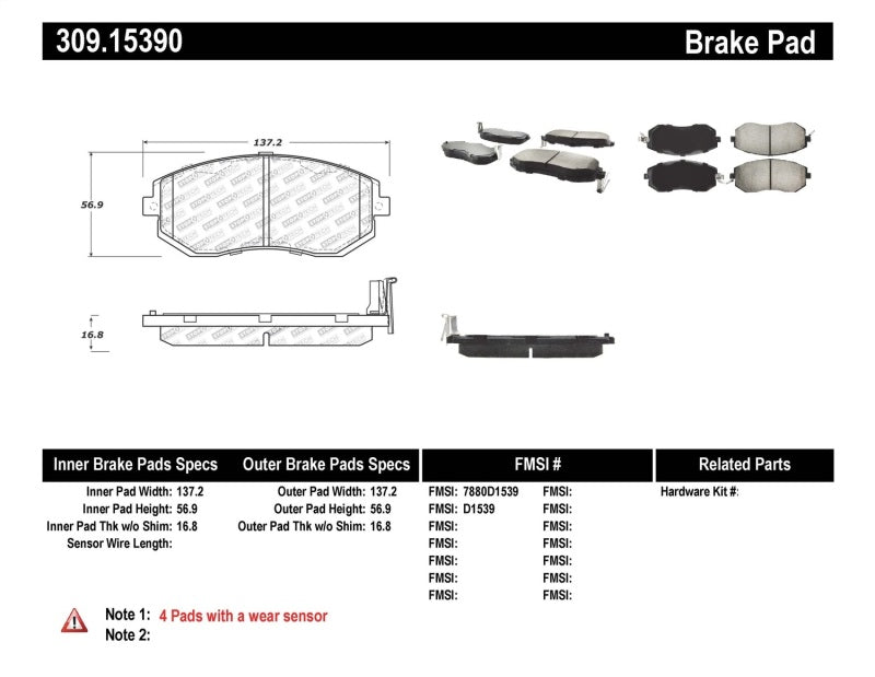 StopTech Street Performance Pads Front FR-S BRZ 309.15390 Photo - Primary