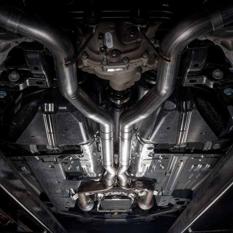 Stainless Works 18+ Ford Mustang GT Redline Cat-Back Performance Connect X-Pipe w/ Active Valves M18CBXPCV M18CBXPCV Photo - Mounted
