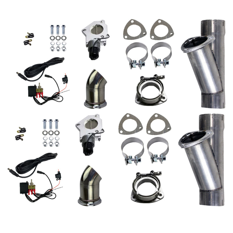 Granatelli Motor Sports Granatelli 2.25in Alum Mild Steel Electronic Dual Slip Fit Exhaust Cutout w/Band Clamps 303522D