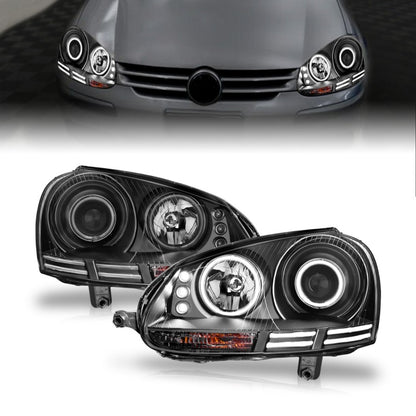 Anzo 2006-2009 Volkswagen Rabbit Projector Headlights w/ Halo Black (CCFL) 121345 Photo - Primary