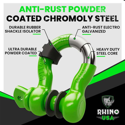 Rhino USA 3/4In D-Ring Shackle Set (2-Pack)(Green) RNO-GRN-SHACKLES RNO-GRN-SHACKLES User 2