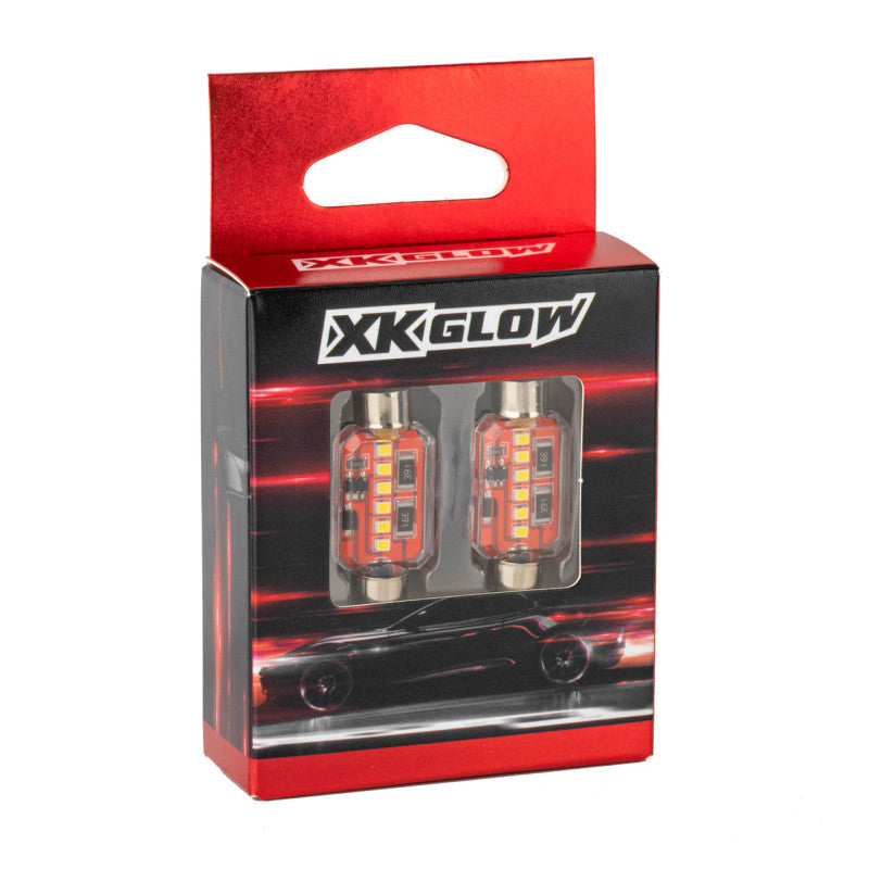 XKGLOW XK Glow White Festoon Error Free Ultra Bright LED Bulbs w/ Built-in Canbus 2pc 36mm XK-FT36-W