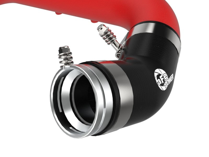 aFe BladeRunner Red 2-3/4in Aluminum Charge Pipe 2021 Toyota Supra GR (A90) I4-2.0L (t) B48 46-20488-R 46-20488-R Photo - Close Up